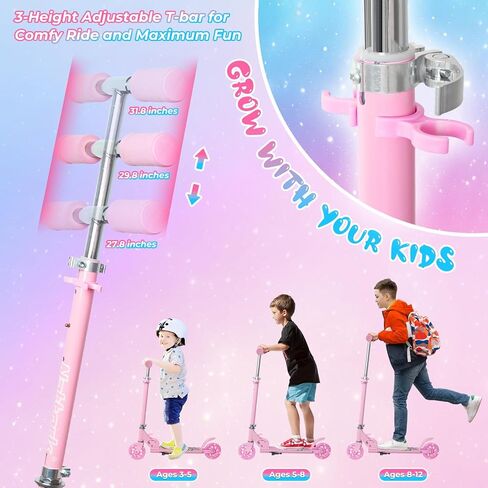 Nattork Scooter for Kids Ages 3-8 – Kick Kids Scooters for Boys & Girls Light up Wheels Portable Lightweight Folding Design with Reducing System and Adjustable Height Handlebars and up to 110 Lbs in Saudi Arabia