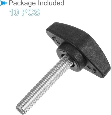Tee Wing Knobs Thumb Screw, M6 x 35mm Male Thread, Plastic T Thumb Clamping Screw Threaded Stud Hand Knobs Grip, (Applications: for Machinery Lathes), 10-Pieces in Saudi Arabia