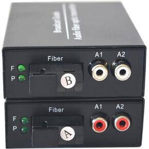 2 RCA Audio over Fiber Extenders SC A set, Analog Unbalanced Audio Fiber Optic Media Converters Adapter Singlemode Single fiber Remote range up to 20Km Multimode 500meters for Broadcast