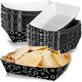 100 Pcs Football Party Decorations Football Paper Food Trays Football Party Supplies Disposable Serving Boats Football Food Bowl Football Party Favors for Birthday Carnival