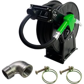 Fuel Hose Reel Retractable 3/4''X33ft w/Fuel Nozzle,Fuel Hose Swivel,Fuel Diesel Hose Reel