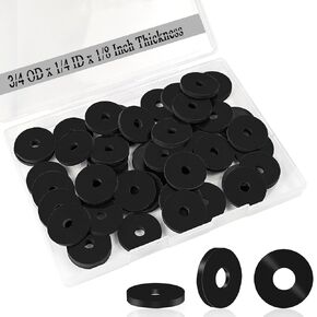 60 PCS Rubber Washers 1 1/2 Inch OD x 1/4 Inch ID x 1/8 Inch Thickness Heavy Duty Abrasion Resistant Rubber, Flat Rubber Washer Flat Rubber Grommets, Black Rubber Washers for Bolts