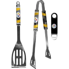 Siskiyou Sports NFL Pittsburgh Steelers Unisex 2 pc BBQ Set and Bottle Opener, Team Colors, One Size