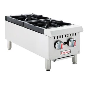 12" Heavy Duty Countertop Natural Gas Range | Cooking Stove Hot Plate with Adjustable Legs and (2) Burners for Kitchen Restaurant | 50,000 BTU | 12"W x 27-1/2"D, 13-1/2"H, Stainless Steel