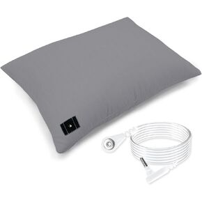Grounding Pillowcase Queen for Improve Sleep, Silver Cotton Fabric Pillowcase Improving Sleep Release Stress with 15 Ft Cord(White20 * 30in)