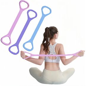 Figure 8 Fitness Resistance Band, Elastic Bands for Exercise, Stretching Strap, for Arm,Shoulder, Back,Leg Stretching, Exercise Equipment for Yoga, Pilates,Physical Therapy,Stretching（3 Pack）