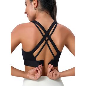 High Impact Sports Bra for Women Molded Cup Back Closure High Support Womens Sports Bras Criss-Cross Back Workout Running Bra