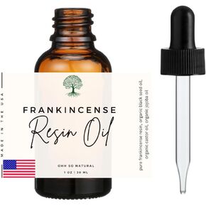 Frankincense Resin Oil, Frankincense Resin Infused Organic Black Seed, Castor & Jojoba Oil, Handcrafted in USA, Pure Frankincense Oil for Face and Skin, 30ml|1oz, Frankincense Resin Oil Organic