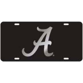 Craftique Alabama Crimson Tide Laser Cut Scripted A Mirrored Car Tag-Black