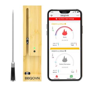 Smart Wireless Meat Thermometer 3.9mm Ultra-Thin 777FT Range Remote Bluetooth Meat Thermometer, Food Thermometer for BBQ Grill, Oven,Smoker Rotisserie | iOS & Andorid APP(1, Black, Small)