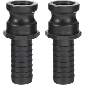 PATIKIL Poly Cam Lock Fittings, 2 Pcs 1" Part E Male Adapter x Hose End Cam Groove Hose Fittings Polypropylene Cam Lock Fittings, Black