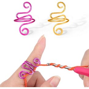XANGNIER Adjustable Crochet Ring for Finger,Crochet Yarn Tension Rings for Crocheting, Metal Open Yarn Guide Crocheting Loop Ring,Crochet Gifts and Knitting Supplies Accessories Tool,4 PCS