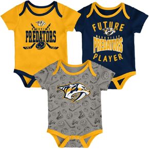 Outerstuff Nashville Predators 3-Pack Full Strength Team Logo Newborn/Infant Baby Bodysuit Onesie