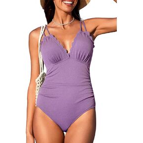 Summer Mae One Piece Swimsuit Women Tummy Control V Neck Bathing Suits Tie Back Swimwear