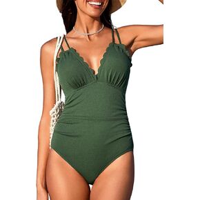 Summer Mae One Piece Swimsuit Women Tummy Control V Neck Bathing Suits Tie Back Swimwear