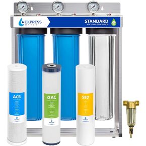 Express Water WH300SCGS Whole House Water Filtration System, Stainless Steel 23.5" x 8.5" x 30" in Kuwait