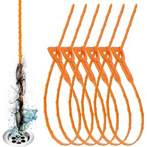6 Pack 25 Inch Drain Snake Hair Cleaner Tool -Drain Clog Remover-Drain Auger Hair Cleaning Tool -for Bathroom Tub, Kitchen, Sink, Sewer, Toilet