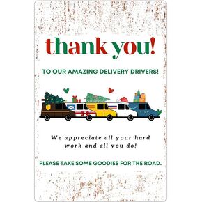 Thank You Delivery Driver Sign Please Take Some Goodies for The Road Delivery Driver Snack Metal Tin Sign Mail Man Gift Essential Worker Package Delivery Appreciation Front Door Decor 8x12 Inches