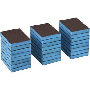 32 Packs 220 Grit Washable and Reusable Sanding Sponge, 3.89" x 2.67" Sandpaper Blocks Sets, Fine Grit