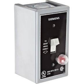Siemens SMFFG1P Fractional HP Starter, Single Phase, NEMA Type 1 General Purpose Enclosure, Surface Mounting, Red Pilot Light Starter Feature, Toggle Operator Type, 1 Pole , Black