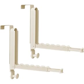 2 Pack Extended Folding Over The Door Clothes Drying Rack for Laundry,Super Heavy Duty Aluminum Alloy Over The Door Hanger with Retractable Rod Organizer Coat Towels Hanging Rack(Ivory)