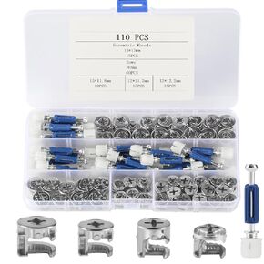Cam Lock Nuts and Cam Screws,110 Pcs Cam Locks for Furniture Cam Lock Nuts, 3-in-1 Furniture Cam Lock Fasteners, Fittings Lock Nuts Hardware for Furniture Drawer Panel Cabinet Connecting