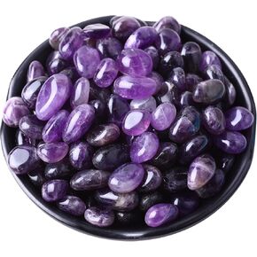 Natural Tumbled Stones and Crystal Bulk 10 OZ Amethyst Pilished Stones Set for Healing Reiki Meditation Home Decoration Stone Size 10-15MM