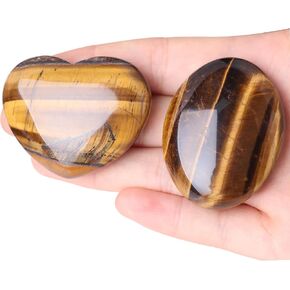 2Pcs 45MM Amethyst Heart Stones & 45MM Palm Stone Natural Healing Heart Shaped Rocks Crystal Worry Stone for Anxiety Meditation Gift Energy Balancing Reiki