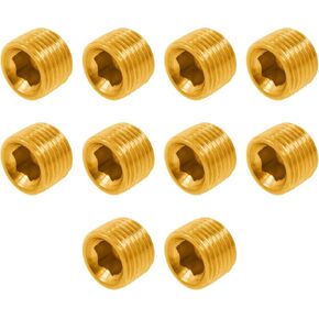 Brass Pipe Fitting,Hex Countersunk Plug,SAFYY 1/8" NPT Plug Male Pipe Plug Kit Socket Internal Hex Socket Thread Pipe Plug Fitting Socket for Closing the End of Pipe 10 Pack