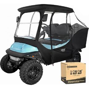 10L0L 4 Passenger Golf Cart Driving Enclosure for Club Car Precedent with Short Roof Up to 57", 4-Sided Clear Window 420D Rain Cover All Weather Windproof Waterproof