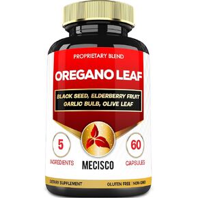 5in1 Oregano Capsules with Oregano Leaves and Black Seed, Elderberry, Garlic Bulb, and Olive - Support Immune & Digestive Health for Men and Women - 60 Count for 2 Months Supply