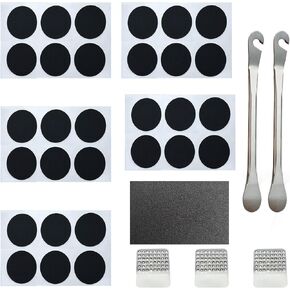 طقم إصلاح إطارات الدراجة. طقم إصلاح الدراجة مكون من 36 قطعة، 30 قطعة من الرقع الملصقة مسبقًا، وعرموش معدنية ورافعة. مناسبة للطرق والجبال وBMX والدراجات النارية ومجموعة رقعة إطارات الدراجة in Kuwait