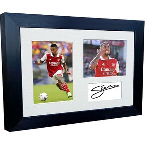 2022/23 Gabriel Jesus Arsenal Triple Autographed Signed 12x8 A4 Photo Photograph Picture Frame Football Soccer Poster Gift