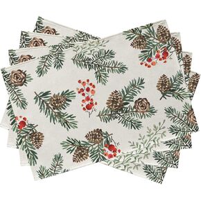 Seliem Winter Pine Cone Needle Branch Berry Table Runner, Watercolor Botanical Tabletop Scarf Home Kitchen Plant Decor, Christmas Farmhouse Holiday Rustic Burlap Dining Decoration Party Supply 13 X 72 in Kuwait