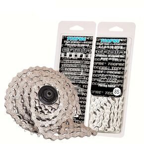 Toopre 6/7/8-Speed Bicycle Chain - 1/2x3/32 Inch Racing-Grade Steel Chain with 116 Links for Road and Mountain Bikes