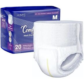 Disposable Adult Incontinence Diapers with Wet Indicator Strips 34 "- 46 ", Leak Cuff Protection, Extra Absorbency with 8g SAP Adult Pullups for Men and Women (Medium (20 Count))