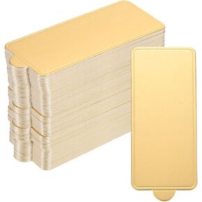 uxcell 100pcs Mini Cake Boards, Mousse Cake Cardboards Rectangle Cake Bases Plates Cupcake Dessert Displays Base Tray for Cakes, Dessert Base (Gold)
