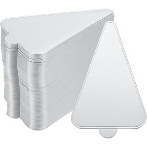 uxcell 200pcs Mini Cake Boards, Mousse Cake Cardboards Triangle Cake Bases Plates Cupcake Dessert Displays Base Tray for Cupcakes, Cakes, Pastries, Dessert Base-Grease Proof(Silver Tone)