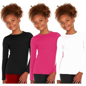 Thermajane Thermal Underwear for Kids Girls Thermal Sets for Winter Long Johns Thermal Base Layer for Girls Long Underwear 3 Pack (Black, Pink, White, Large)