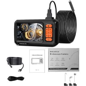 Jadeshay Industrial Endoscope, 4.3'' LCD 1080P HD Screen Waterproof Camera, 16.4FT Semi-Rigid Cable and Adjustable LED Lights