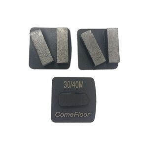 Redi-Lock Concrete Floor Preparation Disc, Diamond Metal Grinding Shoes, Double Bar Segs Compatible for Husqvarna Grinder, 30/40 Grit Medium Bond, 3PCS