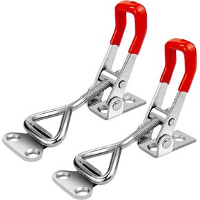 2 Pack Toggle Latch Clamp 4001 Adjustable 304 Stainless Steel Toggle Hasp Latches for Smoker Lid Jig Freezer Door Cooler Box Case Trunk Draw Chest, Quick Release 330Lbs Holding Capacity