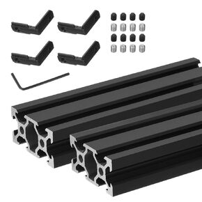 uxcell 2 Pcs V Slot 2040 Aluminum Extrusion Profile European Standard 150mm x 40mm Anodized Black Linear Rail Extrusion Frame for 3D Printer, CNC, DIY