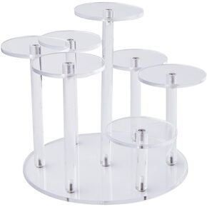 7-Tier Acrylic Display Stand Round Minifigure Organizer Tiered Black Rack Risers Tabletop Toy Display Stand for Action Figure for Figures Collectibles Toys and Dolls Jewelry