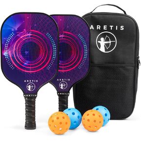 Pickleball Paddle Set of 2 | Advanced Carbon Fiber for Enhanced Control | Includes 4 High-Performance Balls & Durable Bag | Ultra-Lightweight 7.8oz | Ergonomic Grip | Perfect for Beginners in Saudi Arabia