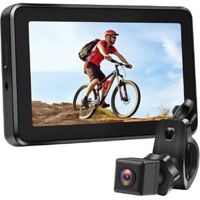 Bike Camera Rechargeable Battery 360° Rotation - 4.3'' HD 1080P Monitor Color Night Vision 3 Mins Easy Installation Wide View Handlebar Bicycle Rear View Camera for Mountain Ebike