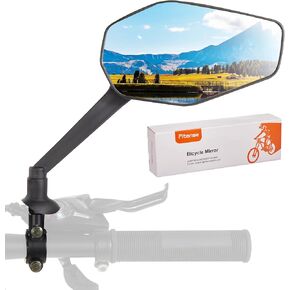 Bike Mirror, Bike Mirror Handlebar Mount, 360° Adjustable Safety Rear View Mirror, Scratch Resistant Glass Lens, Fit for Mountain Bike, Road Bike, E-bike, Scooter, Left Side