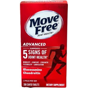 Move Free Advanced Glucosamine Chondroitin + Calcium Fructoborate Joint Support Supplement, Supports Mobility Comfort Strength Flexibility & Lubrication - 200 Tablets (100 Servings)*