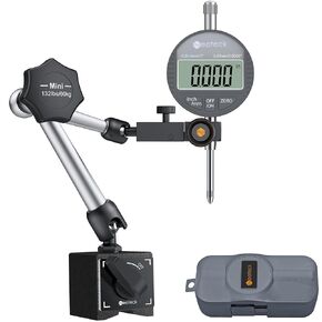 Neoteck 0-1"/0.0005" Digital Dial Indicator Gauge and 132 lbs (60kg) Max Pull Magnetic Base,Digital Dial Indicator Set with Inch/Metric Conversion for 3D Printer and CNC Machine