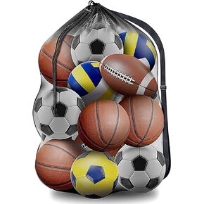YIKANGHENG Large Ball Bag, 40 Inch x 30 Inch Net Ball Bag with Shoulder Straps for Storage all Balls and Sports Equipments